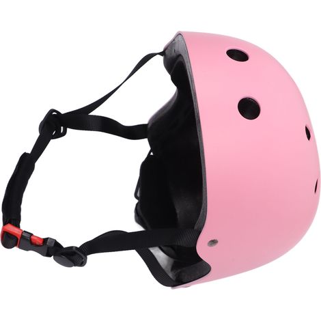 Ensemble de protection pour enfants : casque, genouillères, coudières, protège-poignets, idéal pour le skateboard, le roller et le patinage sur glace (rose). (1/5)