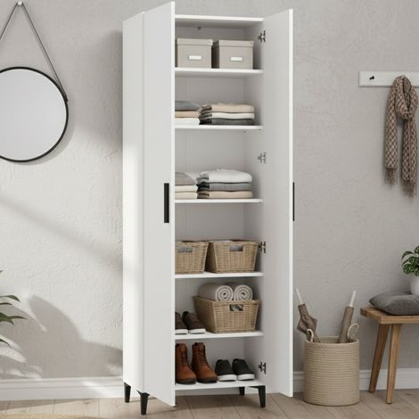 Sapatero Ciminna, Mueble para Zapatos 5 Estantes, 2 Puertas, kit de Fijación a Pared Incluido, 67.5x35x195h cm Blanco (1/5)
