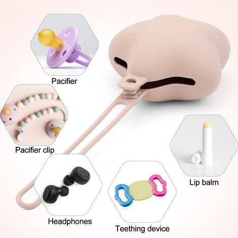 Lot de 2 étuis à sucettes pour bébé - Rangement portable et hygiénique pour sucettes, solution de voyage compacte, rose (1/4)