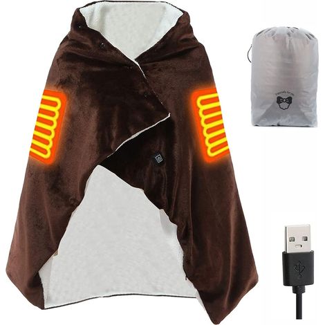 Ultra-Soft Flannel USB Electric Heated Blanket with 3 Temperature Levels, USB Heating Shawl and Lap Blanket for Back, Neck, Shoulders, 140  80cm Machine Washable (1/5)