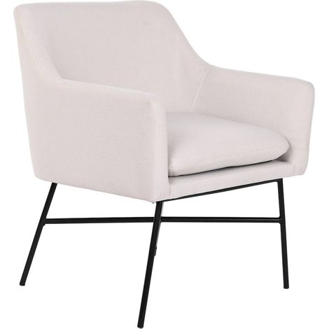 Fauteuil polyester élégant greige pied métal noir - Greige épuré avec touches noir métallisé (1/5)