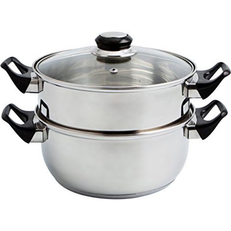 CASSEROLE EN ACIER INOXYDABLE AVEC COUVERCLE EN VERRE 22 CM QUID (1/3)