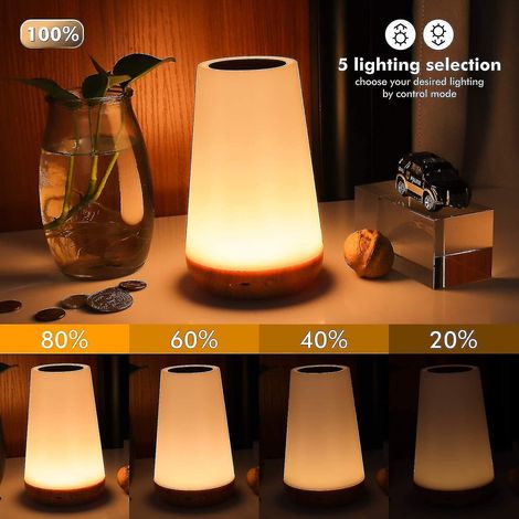 Lampe tactile, lampe de chevet portable à commande par capteur avec port de charge USB rapide, 5 niveaux de luminosité (1/4)