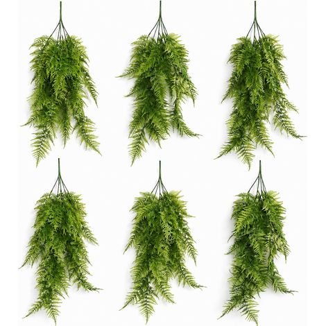 Pack of 6 x 80cm Artificial Trailing Fern Plant Hanging Faux Greenery (1/5)