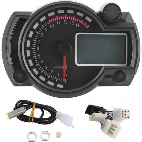 Compteur multifonction vitesse régime odomètre 15000 tr/min écran LCD jauge universelle pour moto (1/5)