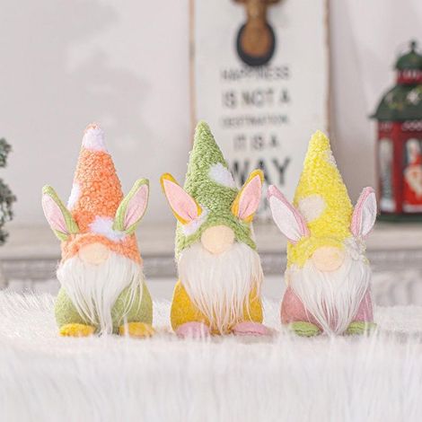 Décorations de Pâques : Poupée lapin nain sans visage, ornement de bureau pour la maison, cadeau pour les petites amies et les enfants (1/5)