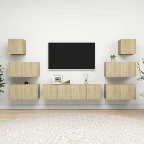 Ensemble de meuble TV 8 pcs pour Salon - Armoire TV Chêne sonoma Aggloméré BV550482 - BonneVie (1/5)