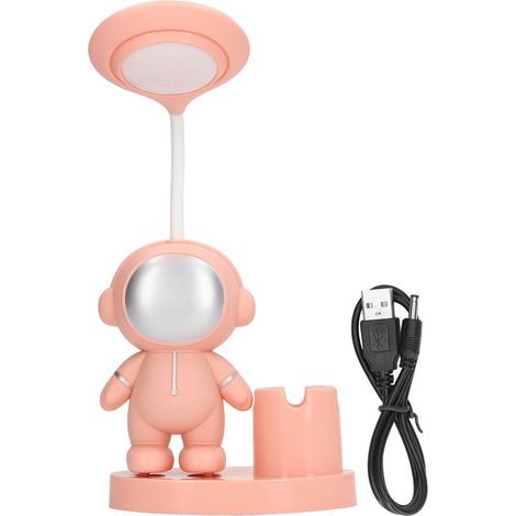 Lampe de bureau rechargeable forme astronaute cartoon rose avec porte-stylo et taille-crayon pour chambre dortoir (1/5)