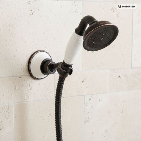 PaulGurkes Ensemble de Douche Rétro avec Support et Douchette Noire Vintage (1/5)