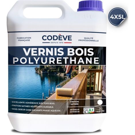 Vernis Polyurethane Bois - 4x5 L - Codeve Bois - Pour La Haute Protection De Votre Bois Résineux, Feuillu Ou Exotique.