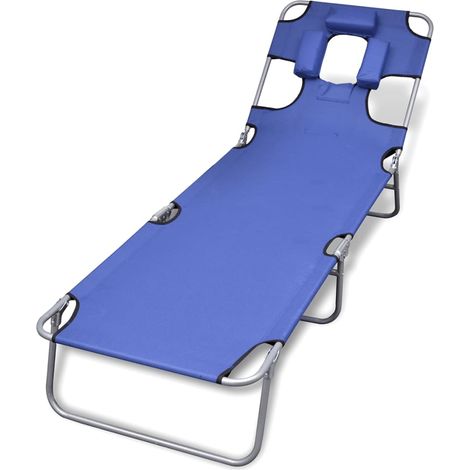 Sdraio sedia a sdraio lettino da giardino lettino da giardino terrazza mobili da esterno con cuscino per la testa acciaio verniciato a polvere blu 020012440