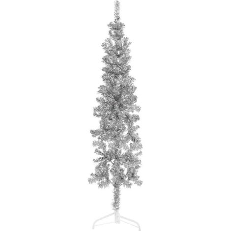 Künstlicher Halb-Weihnachtsbaum Ständer Schlank Silbern 180 cm