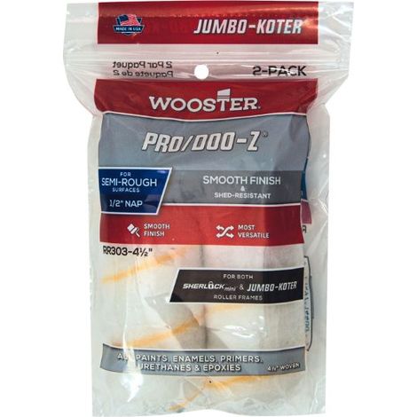 Wooster Jumbo Koter Pro Doo-Z 4.5" Mini Roller Sleeves 1/2" Nap Semi Rough - Twin Pack