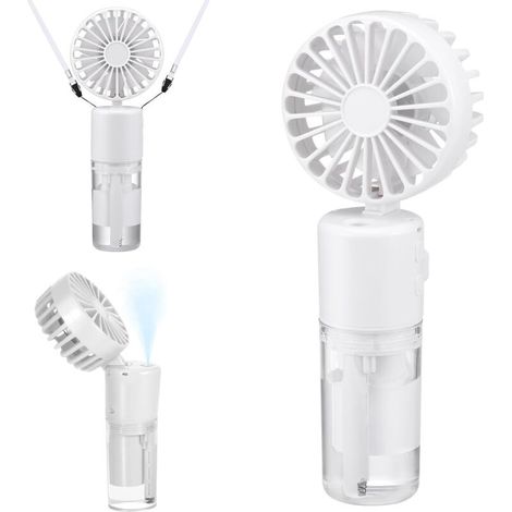 Mini Portable Mist Fan, 4000mAh USB Rechargeable Handheld Fan [5-21 Hours of Use], 4 Speeds, Quiet and Foldable for Outdoor Use and Travel, White