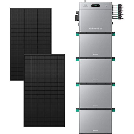 Zendure SolarFlow 2400 Pro - Batterie Solaire 2400W AC, PV 4800W, 2.4-16.8kWh, Plug & Play, IP65, Tesla/Pompes à Chaleur. avec 4xAB3000L (11.52 kWh), avec 450Wx2 Panneau Bifacial