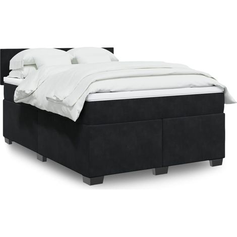 Boxspringbett mit Matratze Schwarz 140x190 cm Samt (1/5)