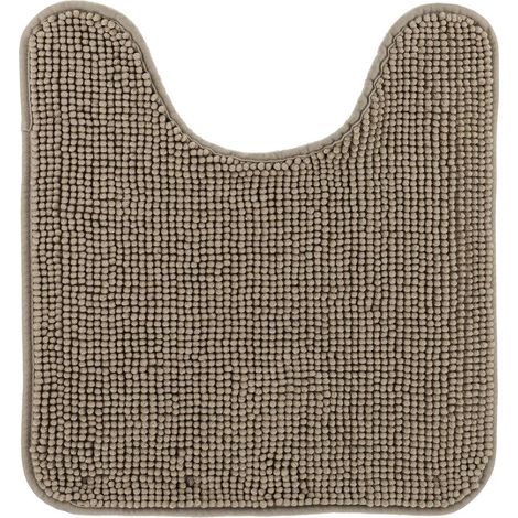 Alfombrilla para el inodoro de microfibra con motivo de bolas, lisas, 45 x 50 cm - color topo - Tendance (1/4)