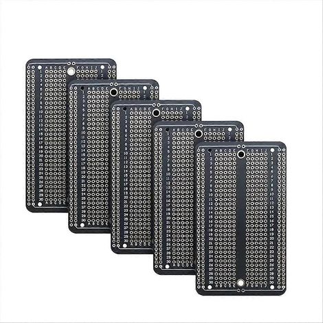 Kit de prototypage de circuit imprimé double face (5 pièces) pour un projet de soudure DIY destiné aux passionnés d'électronique souhaitant s'initier à la soudure de circuits imprimés. (1/5)