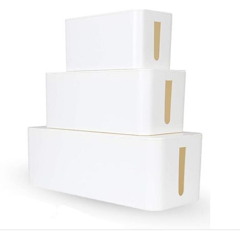 ASelected Lot de 3 Boîtes , Blanc Cache Câbles, Organisateur de câbles, Boîte de Rangement pour Câbles en Plastique Garder Les Câble Electriques, Multiprise Bien Rangés (1/5)
