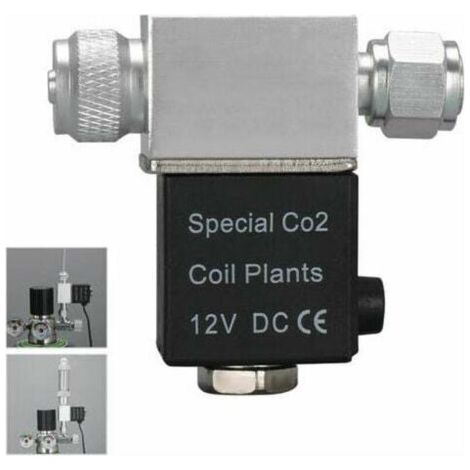 BUNTHAUS Bouteille CO2 et accessoires pour aquarium Électrovanne pour Aquarium Système de CO2 Régulateur DC 12V Sortie Connecter M10  1 Filetage Externe Tête Unique Silencieux Version Basse Températur