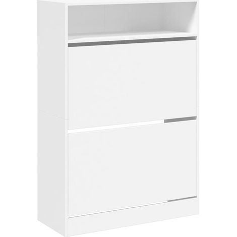 Maison Exclusive - Scarpiera con 2 Cassetti Ribaltabili Bianca 80x34x116 cm