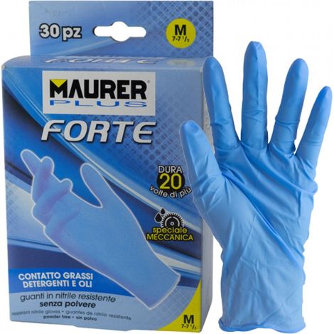 GUANTI MONOUSO NITRILE FORTE TG.S MAURER PLUS CF.30PZ - CF. SCATOLA