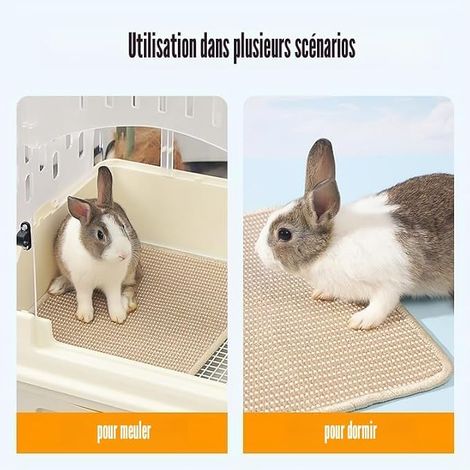 Set of Rabbit Scratching Mats 60 x 40 cm Claw and Teeth Care Mat for Rabbit Cage Sisal Mat for Rodents Litter Mat Rodents Chew Toys for Hamsters Guinea Pig (1/2)