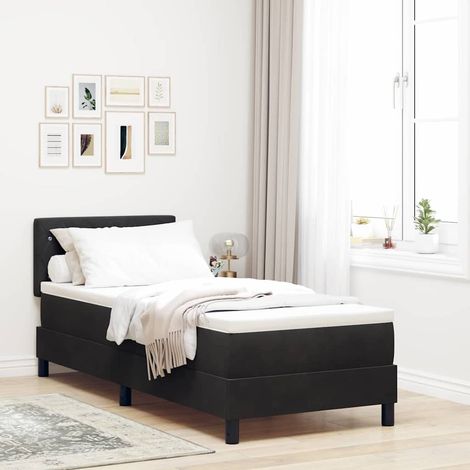 LED Boxspringbett mit Matratze mit LED Schwarz 80 x 200 cm Samt