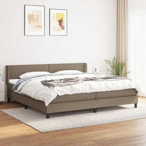 Sommier à lattes de lit avec matelas Taupe 200x200 cm Tissu (1/5)
