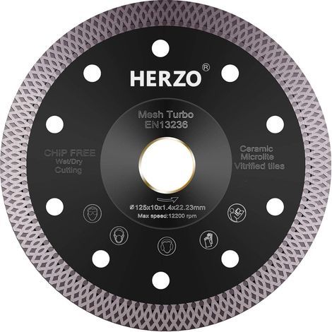 - Diamond Disc - Grinder Accessory - Cutting Porcelain Stoneware Tiles - Fast, Chip-Free Cutting - Indoor/Outdoor Use - Silver - 125x22.23mm (1/5)