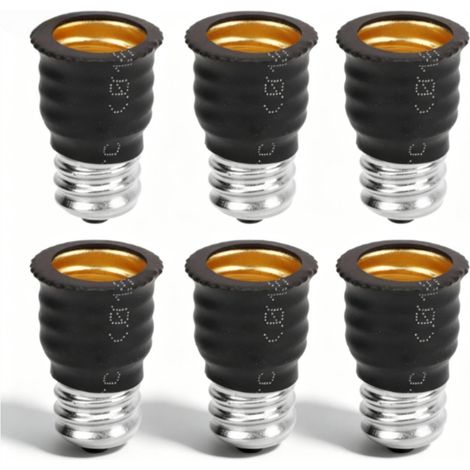 Convertisseur d'adaptateur E12 à E14, adaptateur d'ampoule de douille de lumière en cuivre pour Garages, chambres à coucher, salons, cuisines, couloirs 6 pièces (black) (1/5)