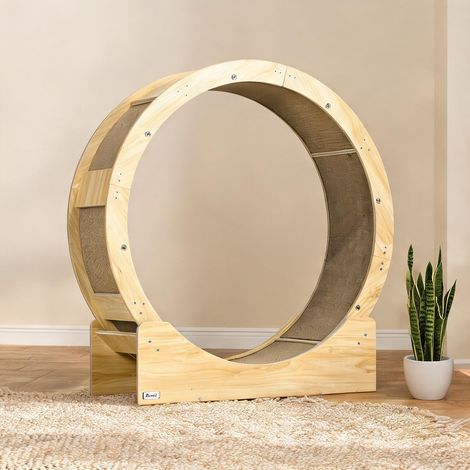 Roue d'exercice pour chat 91 cm avec frein et planche à griffer (1/5)