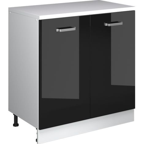 Mueble para ático Rion, Negro brillo intenso, 80 x 81.6 cm sin inclinación con 2 puertas, Vicco (1/5)