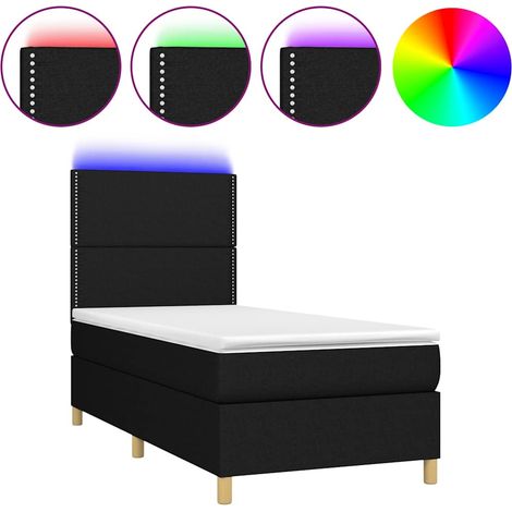Maison Exclusive - Sommier Ă lattes de lit et matelas et LED Noir 100x200 cm Tissu (1/5)