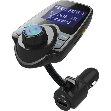 Adaptateur FM - Écran LCD 1,44 Pouces - Bluetooth 5.0 - Entrée Carte MicroSD - Sortie FM - Port USB 5 V 2,1 A - Pour Voiture - 1 Pièce (1/4)