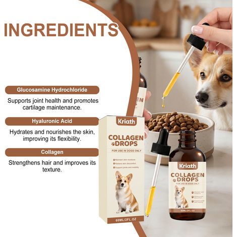 Gouttes de collagène pour chiens - Soin quotidien doux, confortable et pratique - 60 ml (1/5)