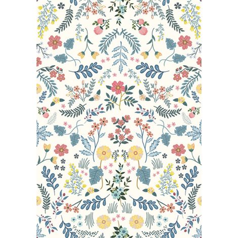 Papier adhésif décoratif vintage bleu à motif floral pour étagères, placards, commodes, tiroirs et meubles. Amovible, 40 x 30 cm. (1/5)