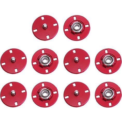 10 Stück Legierungsknöpfe, Metall-Handnähknöpfe, Mantelschnallen, flache Knöpfe für Kleidung (Rot)-Red (1/3)