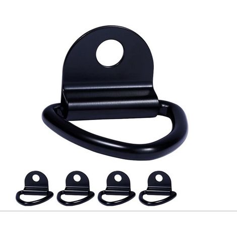 Set di 5 ancoraggi di fissaggio del carico pieghevoli con anello a D in acciaio al carbonio nero (capacità 1000-1500 kg) (1/5)