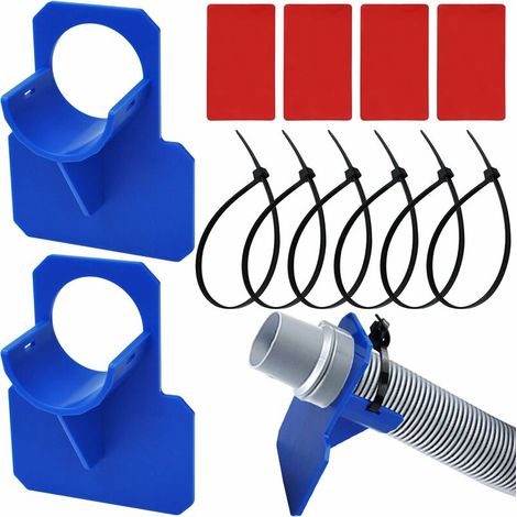 2Pcs Supports de Tuyau de Piscine en Plastique Support pour Tuyau d'eau de Piscine pour Piscine Hors Sol,avec 4 Colle et 6 Serre-Câbles,Empêche Le Tuyau de Tomber Résistant aux Ruptures(38mm) (1/5)