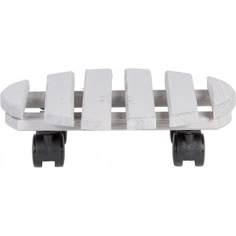 Support pour plantes rond - L 28,4 x l 28,4 x H 7,9 cm - Gris - Livraison gratuite (1/5)