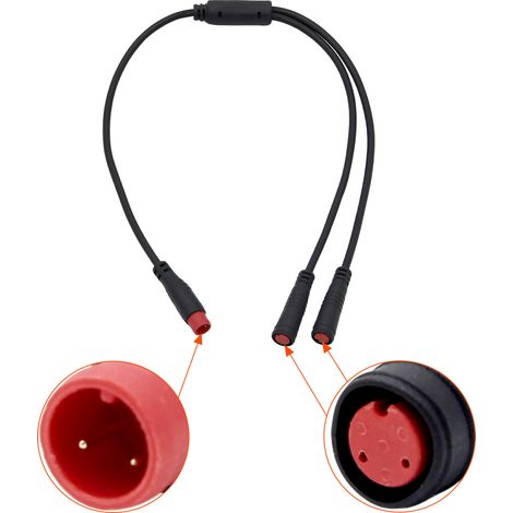 Câble adaptateur étanche M8 pour rallonge étanche 2 en 1 (2, 3, 4 ou 5 conducteurs) mâle-femelle-femelle-mâle-mâle - 2 conducteurs mâles vers 2 conducteurs femelles