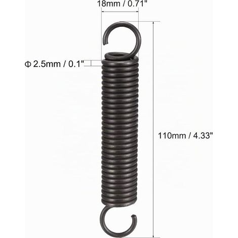 sourcing map Pull Spring 2.5 mm Wire Dia 18 mmOD 110 mmFree L (1/2)