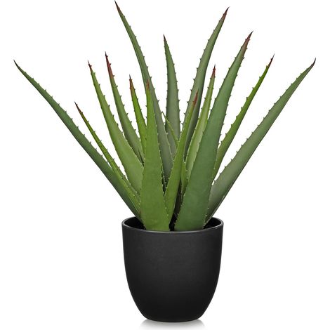 Plante artificielle en pot - 43 cm - Plante d'aloe vera artificielle en pot - Décoration de plantes pour salon, balcon, chambre à coucher, salle de bain, décoration de table (1/5)