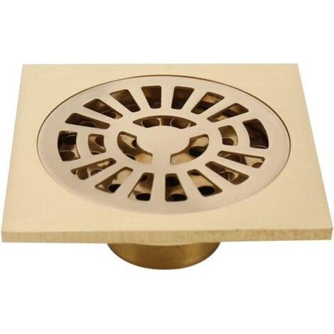 4 Inch Square Brass Shower Floor Drain with Removable Cover Kitchen Toilet Hair Drainer (1/5)