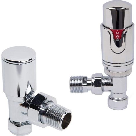 Warmehaus Designer Thermostatic Radiator Valve Pack Angled Chrome (1/4)
