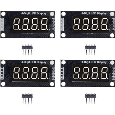 4 Sets Digital Tube Display Module LED 4 Digit 7 Segment 0.36in TM1637 Drive Chip White MRA110A