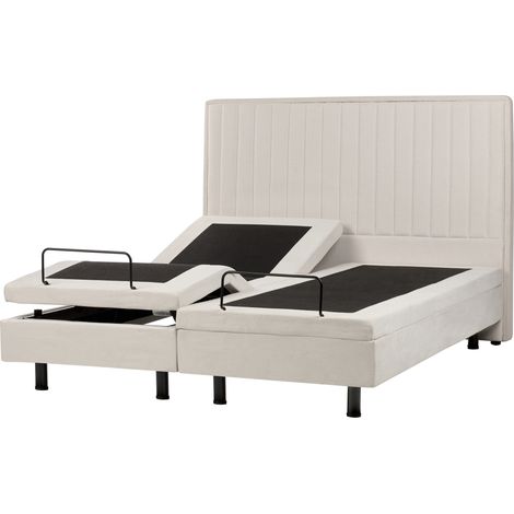 Cama articulada eléctrica moderna mando a distancia ajustable tapicería de tela beige claro 160 x 200 cm Duke II