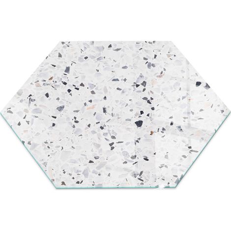 Plaque de protection de sol en verre pour cheminée ou poêle moderne anti-chaleur et étincelles Motif pierre avec particules h40 cm (1/5)