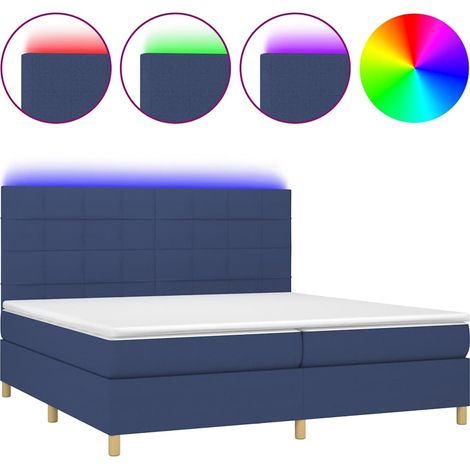 Maison Exclusive - Letto a Molle Materasso e LED Blu 200x200cm in Tessuto (1/5)